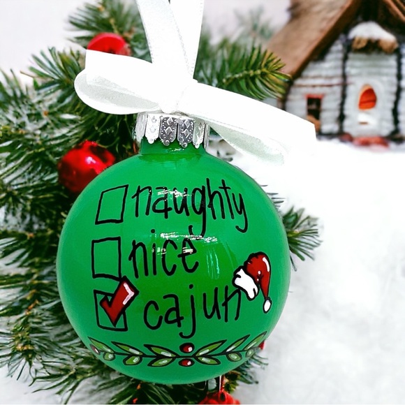 Checkin' It Twice: Naughty, Nice, Cajun! - Personalized Cajun Christmas Ornament - Picture 2 of 12